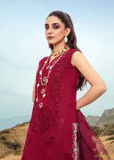 3A | Lillie de Jong - Cherry | 3PC Unstitched Lawn Crimson By Saira Shakira